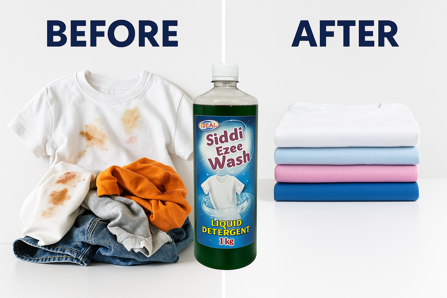 Siddhi Ezee Wash Liquid Detergent – 1kg | Powerful Stain Removal, Gentle on Fabrics